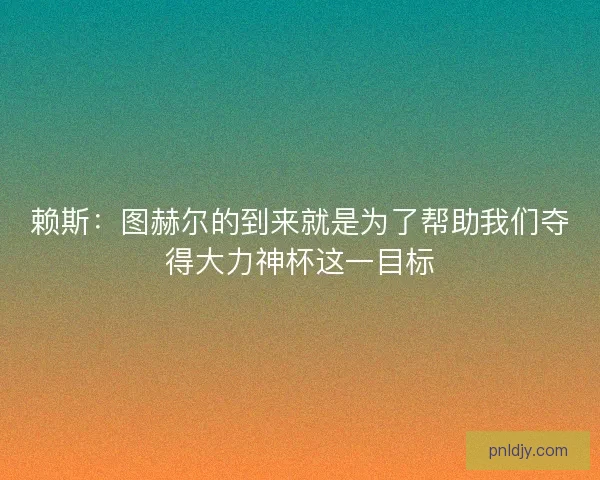 赖斯：图赫尔的到来就是为了帮助我们夺得大力神杯这一目标